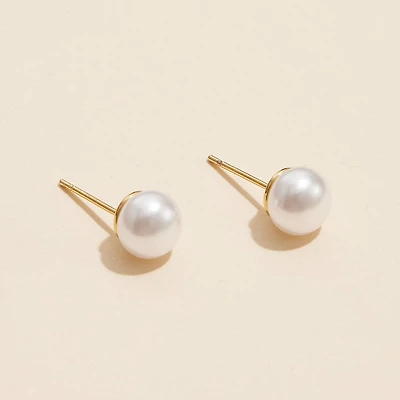 8mm Classic Large Pearl Stud Earrings