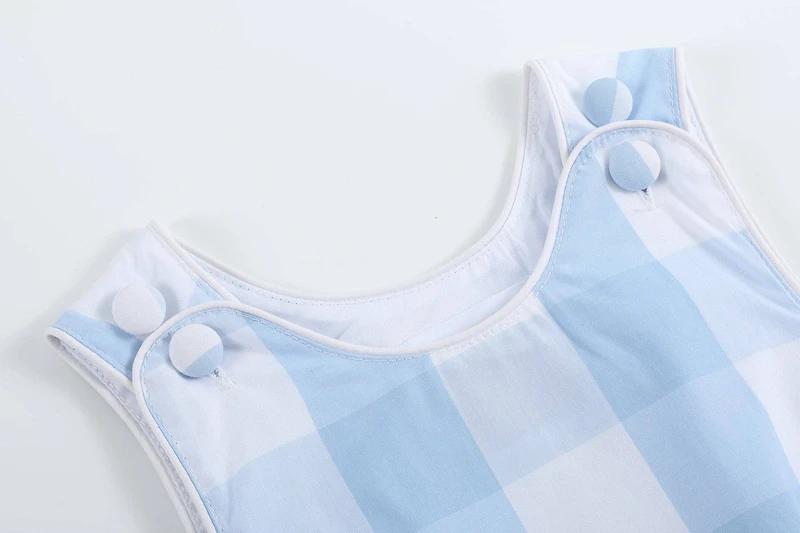 Large Blue Check Bubble Romper
