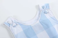 Large Blue Check Bubble Romper