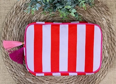 Stripe Cosmetic Bag with Tassel : Multi-Colored