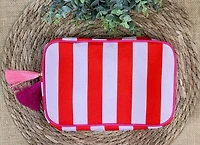 Stripe Cosmetic Bag with Tassel : Blue