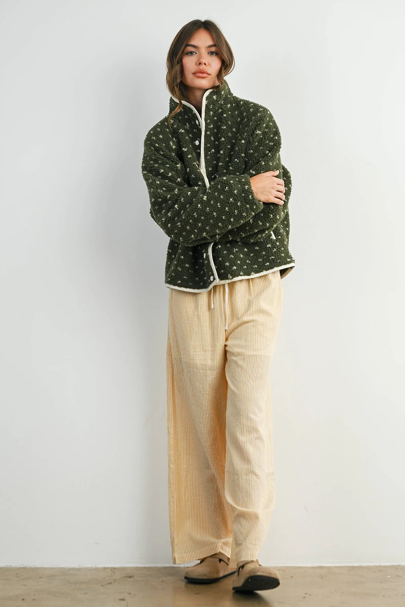 Olive Fleece Puffer Jacket