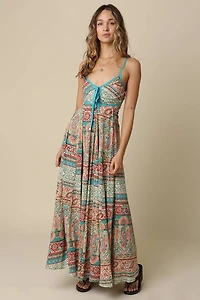 Contrast Printed Maxi Dress