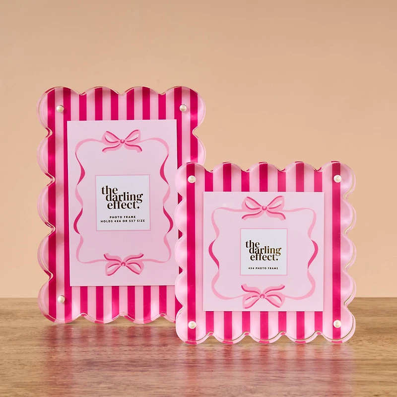 Rectangle Scalloped Acrylic Frame-Sweetheart Stripes