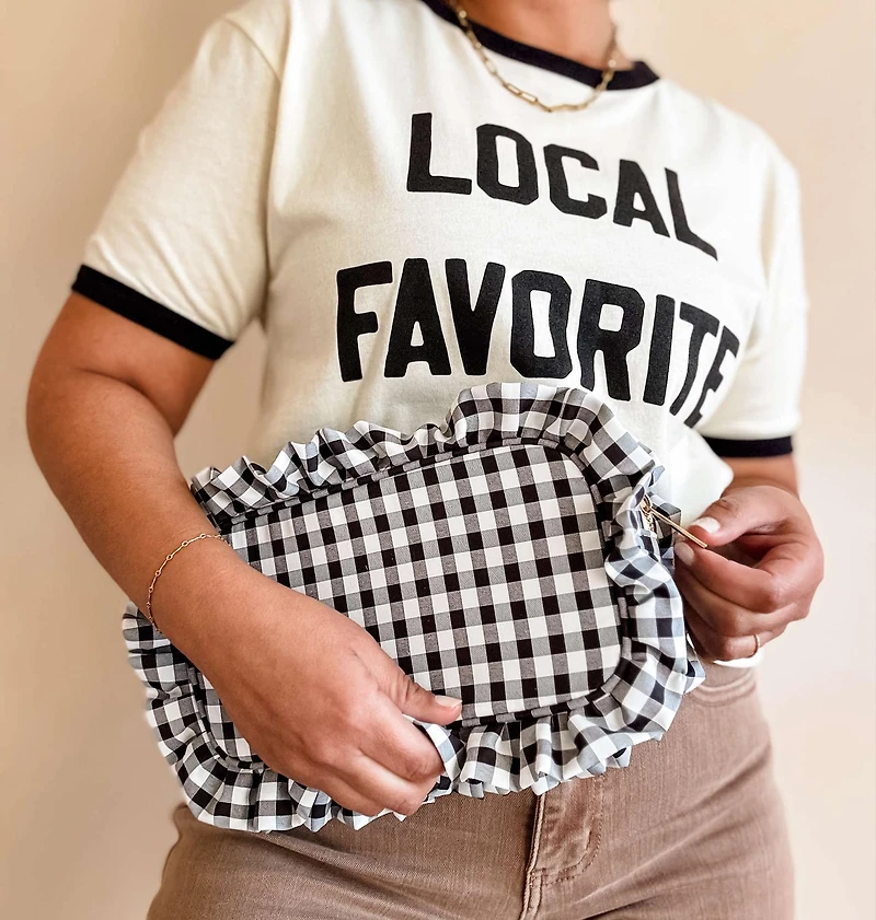 Red Gingham Frilly Makeup Bag