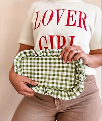 Black Gingham Frilly Makeup Bag