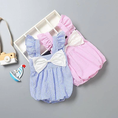 Pink Striped Baby Girl Romper