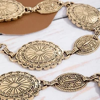 Silver Ornate Oval Western Concho Belt