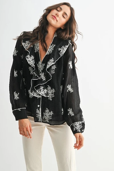 Black Embroidered Blouse