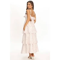 White Floral Tiered Maxi Dress