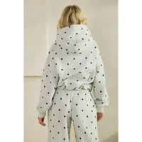 Printed Bubble Hem Knit Hoodie