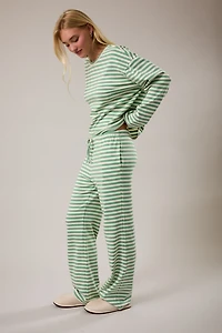 Green & Cream Long Sleeve Top Pants Set
