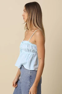 Button-Front Peplum Cami Top