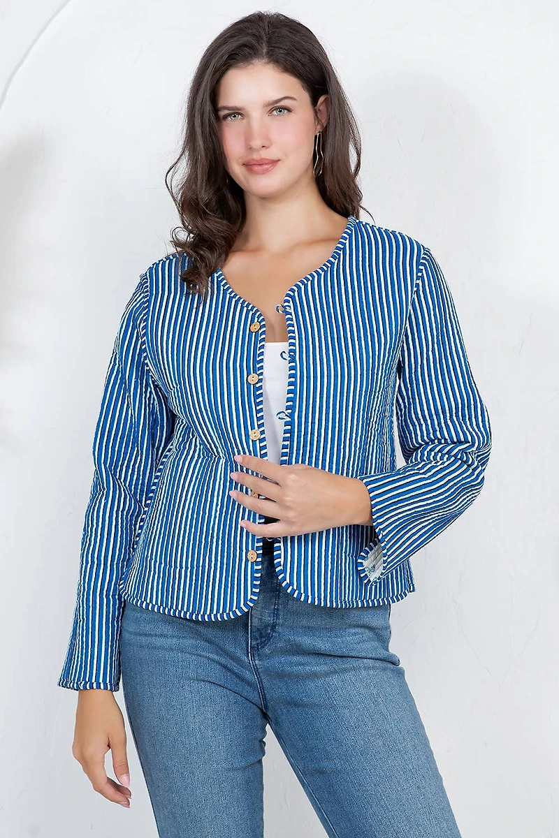 White Floral Quilted Jacket