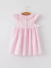 Smocking Easter Embroidered Ruffles Girls Pink