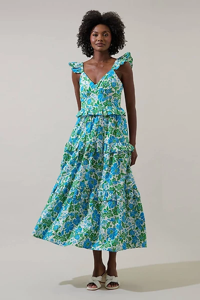 Bivore Floral Truth Tiered Maxi Dress