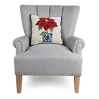 Holiday Chinoiserie Poinsettia Hook Pillow - Sally Eckman Roberts