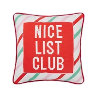 Nice List Club Embroidered Pillow