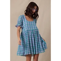 Purple Flannel Mini Dress