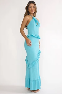 Blue Crinkle Maxi Dress