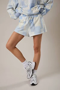Blue Patchwork Print Shorts