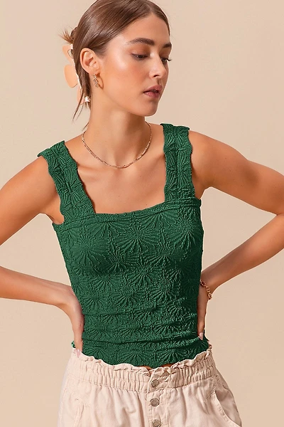 Green Floral Seamless Tank Top