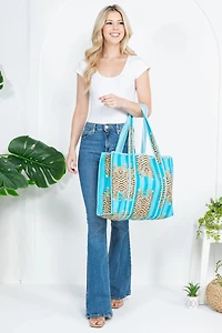 Blue Tiger Reversible Quilted Tote Bag