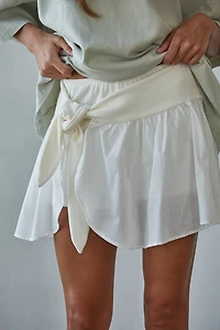 White Mini Wrap Tie Skort