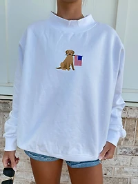 White American Flag Dog Mockneck