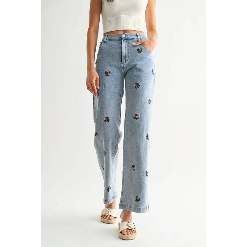 Embroidered Floral Jeans