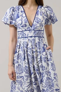 Blue Jaylene Pleated Maxi Dress Virda Floral