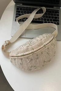 RAFFIA STRAW WAIST FANNY PACK CROSSBODY BELT BAG