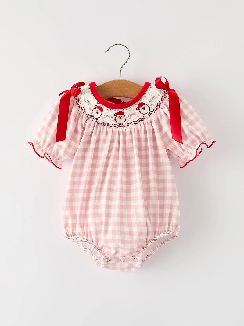 Pink Gingham Santa Romper