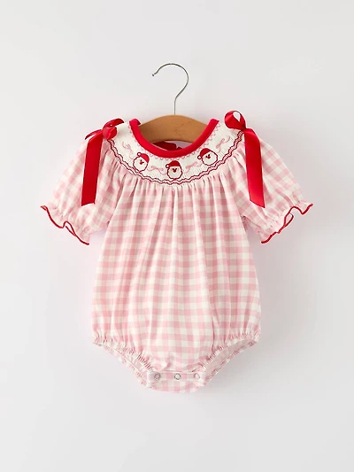 Pink Gingham Santa Romper