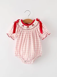 Pink Gingham Santa Romper