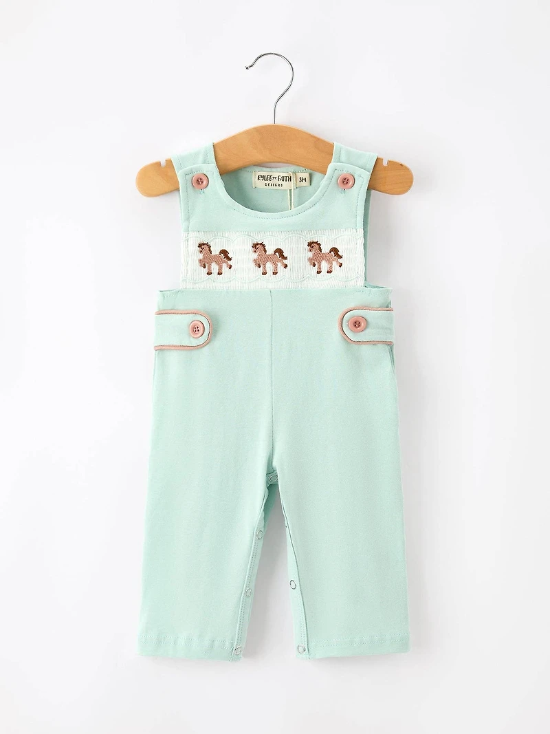 Western Horse Embroidery Boys Jonjon Romper