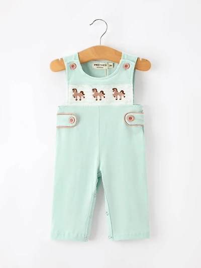 Western Horse Embroidery Boys Jonjon Romper