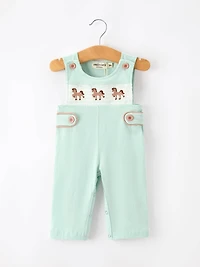 Western Horse Embroidery Boys Jonjon Romper