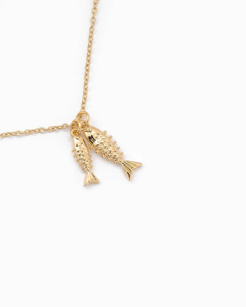 Gold Double Sea Life Sardine Necklace