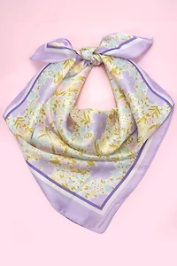 Delicate Floral Silk Finish Bandana Scarf