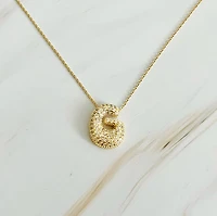 Crystal Bubble Initial Necklace: C