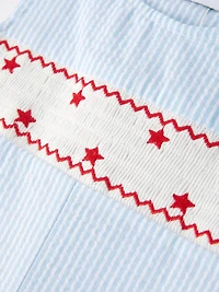 4th of july Star Embroidery Smock Boys Romper