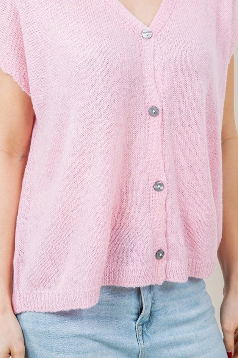 Short Sleeve Button Down Cardigan