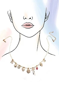 PEARL BEADED BOW STRAWBERRY CHERRY NECKLACE | 80N91511