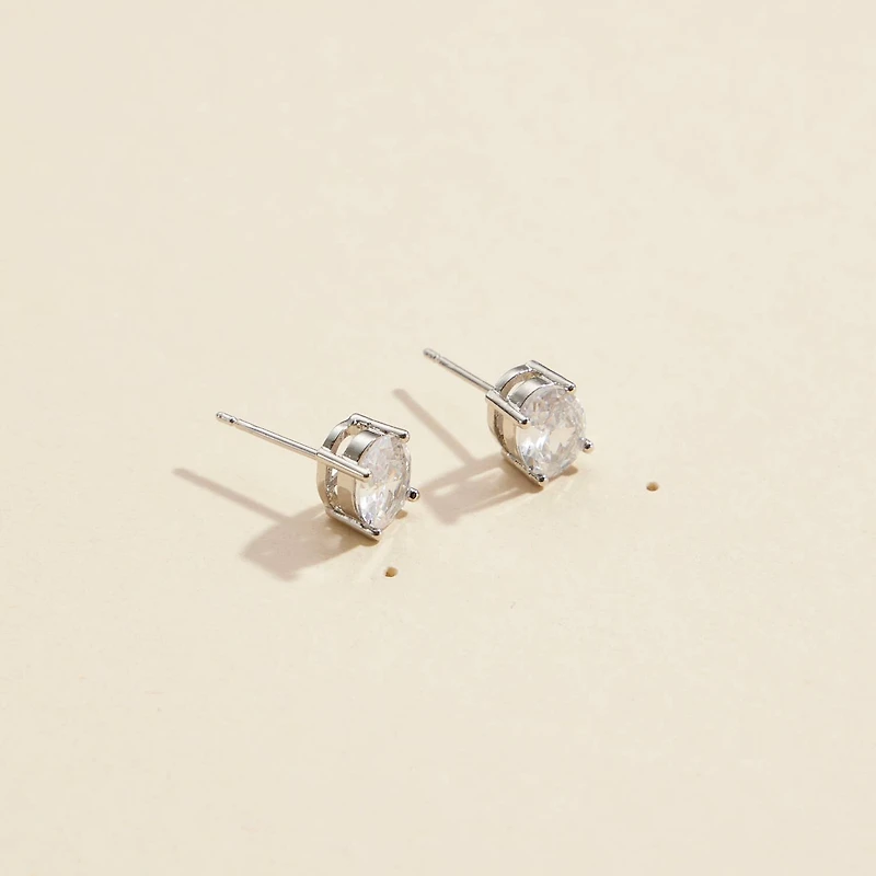 Oval CZ Gold Dip Stud Earrings