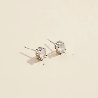 Oval CZ Gold Dip Stud Earrings