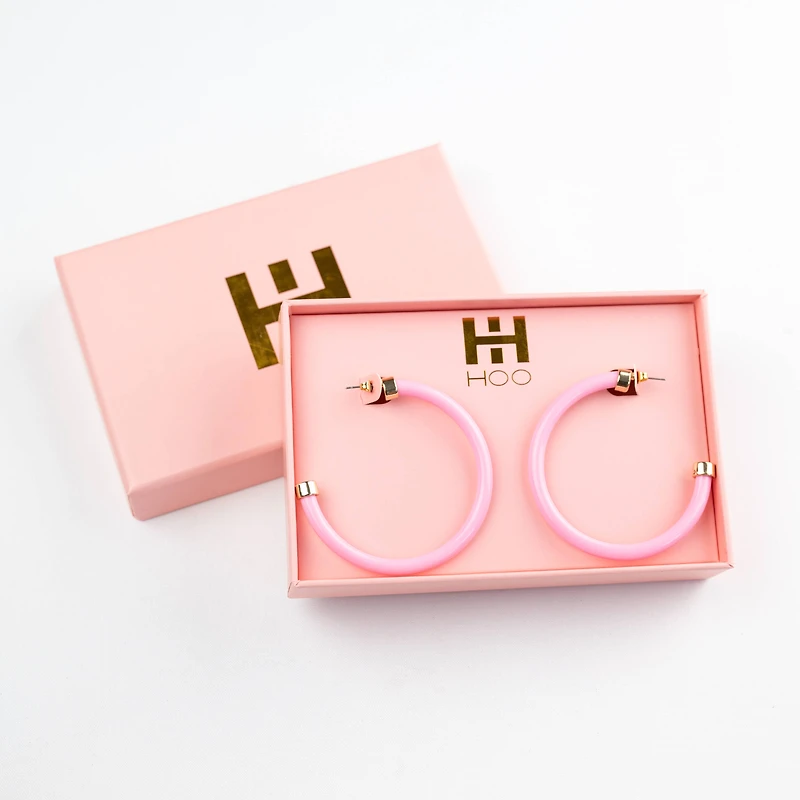 Bubble Gum Pink Large Hoop Earrings