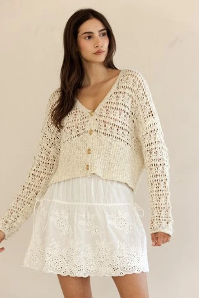 Beige Chic Crochet Cardigan