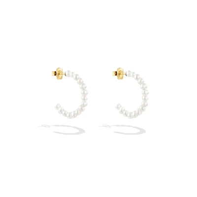Pearl 18k Gold- Plated Hypoallergenic Small Hoop Earrings