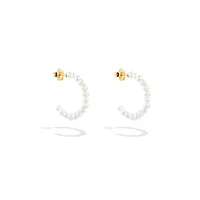 Pearl 18k Gold- Plated Hypoallergenic Small Hoop Earrings